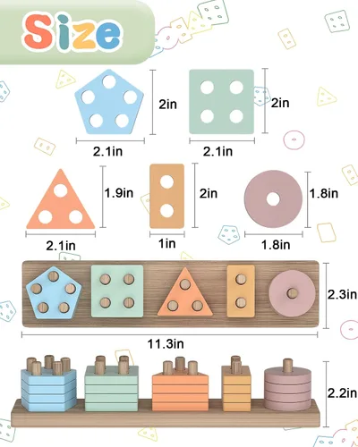Miniatura 6 de Yetonamr - Juguetes Montessori para niñas y niños pequeños de 1 a 3 años de edad, juguetes sensoriales de madera para actividades de aprendizaje