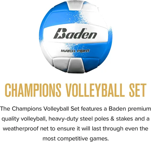 Miniatura 2 de Baden Volleyball Net Set, Volleyball Bag, Adjustable Poles, & Boundary Lines, Portable Volleyball Net for Backyard or Outdoor Activities for Men