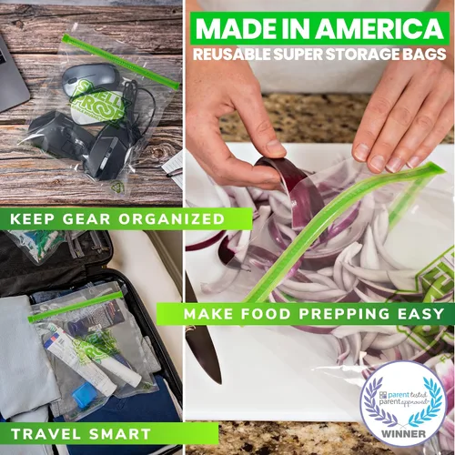 Miniatura 3 de Smelly Proof Bolsas de almacenamiento de comida de cuarto de galón, hechas en EE. UU., bolsas reutilizables para almacenamiento de alimentos, bolsas