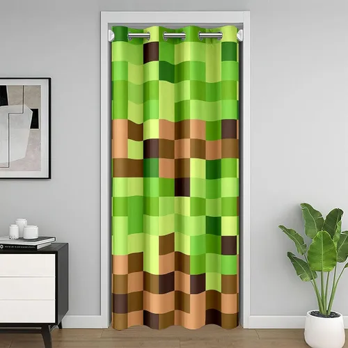 Miniatura 25 de Castle Fairy Cortina de puerta con estampado de consola de videojuegos de dibujos animados para privacidad de puerta, cortina geométrica de panal