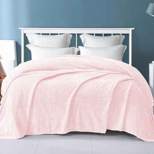 Miniatura 2 de Exclusivo Mezcla - Manta de tamaño individual de vellón, color rosa claro, para cama, 90 x 66 pulgadas, suave, acogedora, en 3D, de franela