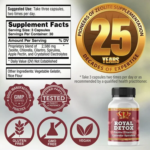Miniatura 6 de Royal Detox - Limpieza todo en uno Zeolita, cilantro, clorella, espirulina, pectina de manzana, desintoxicación de cuerpo completo, hígado, colon