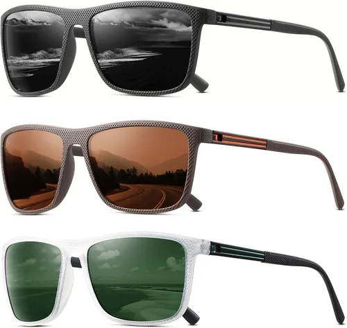 Miniatura 13 de Gafas de sol polarizadas para hombre, clásicas, ligeras, para conducir, pesca, golf, sol, protección UV 4PCS-negro+rojo+azul+lce azul-a