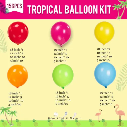 Miniatura 6 de Kit de arco de guirnalda de globos de fiesta mexicana, color rosa intenso, verde lima, naranja, rojo, azul, amarillo, arco iris, globos para el Día