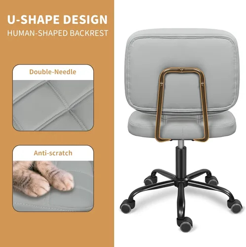 Miniatura 6 de ERGOSEAT Silla de Escritorio de Oficina en Casa sin Brazos con Ruedas, Silla de Dibujo Ergonómica Moderna Rodante con Ruedas Giratorias de 360°