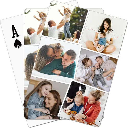 Cartas de juego con fotos personalizadas: cartas personalizadas con fotos, para fiestas, bodas y más (estilo 6 (6 fotos))