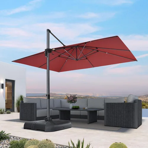 Miniatura 25 de PURPLE LEAF Sombrilla de Patio de 8 Pies para Exteriores Sombrilla Cantilever Cuadrada de Aluminio Sombrilla Offset con Rotación de 360 Grados