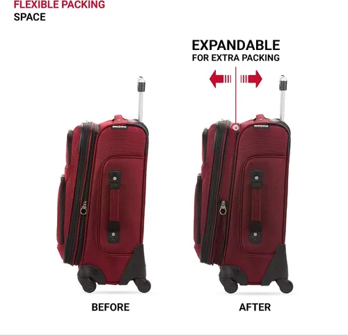 Miniatura 4 de SwissGear - Equipaje suave expandible Sion con ruedas, Borgoña