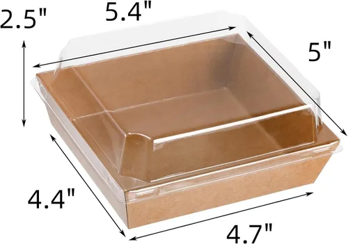 Miniatura 2 de Hiceeden Paquete de 100 Cajas de Charcutería con Tapas Transparentes, 5.4"×5"×2.5" Caja de Papel para Panadería Postres Sándwich, Recipientes