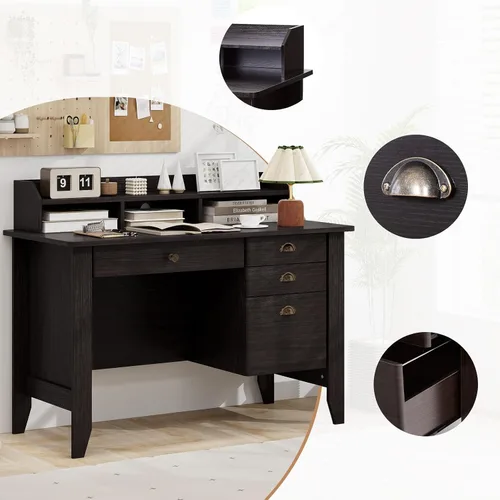 Miniatura 6 de Escritorio para computadora de 48 pulgadas con 4 cajones de almacenamiento y mesa ejecutiva de madera para PC y portátil