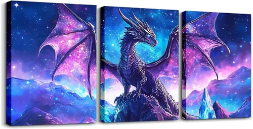 Miniatura 9 de Castle Fairy Magical Mysterious Style Canvas Wall Art Set of 3,Bookshelf Bookcase Wall Hangings for Living Room Bedroom,Modern Building Trees Paint