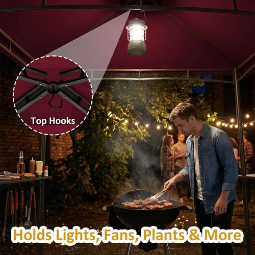 Miniatura 8 de CHARMELEON Gazebo de doble nivel para parrilla de 8 x 5 pies, tienda de campaña para patio y barbacoa al aire libre con toldo lateral extensible