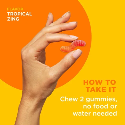 Miniatura 5 de OLLY Hello Happy Gummy Worms, apoyo para el equilibrio del estado de ánimo, vitamina D, azafrán, suplemento masticable para adultos, zing tropical