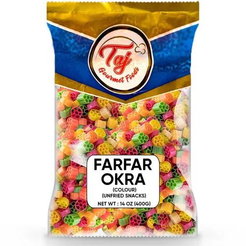 TAJ Gourmet Farfar Fryums (tubo de pellets de trigo), 14.11 oz (Okra)