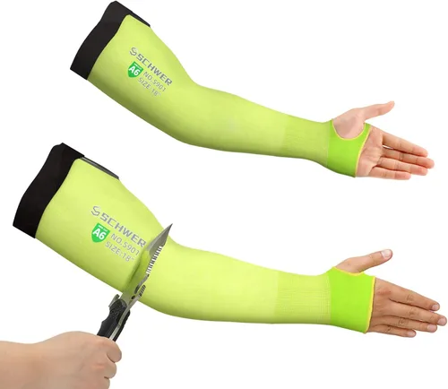 Miniatura 17 de Schwer ANSI A6 Mangas resistentes a cortes, mangas protectoras para brazos de 18 pulgadas con agujero para el pulgar para protección de trabajo