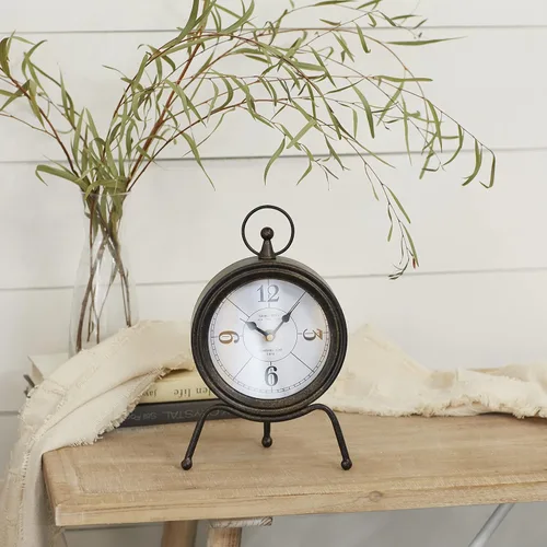 Miniatura 9 de Deco 79 Reloj rectangular de metal con esfera de reloj manchada de té, 10 x 3 x 8 pulgadas, negro