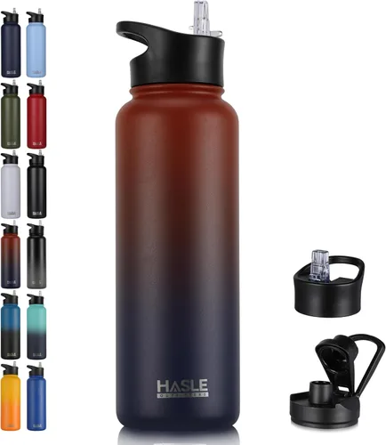 Miniatura 72 de HASLE OUTFITTERS Botella de agua aislada de 22 onzas, botella de agua de acero inoxidable de doble pared, boca ancha con tapa de popote y tapa