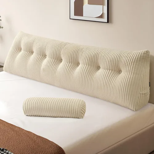 Miniatura 7 de Z-hom Almohada de cuña grande para cabecero, almohada triangular para cabecero tamaño king, almohada de lectura para cama con una almohada enrollada