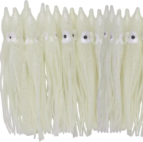 Miniatura 9 de 20 unids/40 piezas de faldas de pulpo de agua salada señuelo de plástico suave de pesca de calamar señuelo de silicona cebo resplandor de pesca
