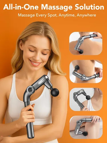 Miniatura 4 de Pistola de masaje plegable de tejido profundo con mango retráctil, masajeador de espalda y cuello para aliviar el dolor, masajeador de mano
