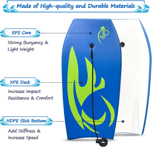 Miniatura 2 de Bo-Toys Tabla de bodyboard ligera con núcleo EPS Azul