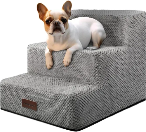 Aodisman Escaleras para perros pequeños, escaleras antideslizantes de 3 escalones para mascotas para sofá, sillón y silla, escaleras para cama de