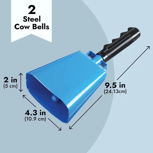 Miniatura 3 de Blue Panda Cencerros para eventos deportivos, cencerro azul de 9.5 pulgadas con asa, paquete de 2 – Hacedores de ruido deportivo para fútbol y fútbol