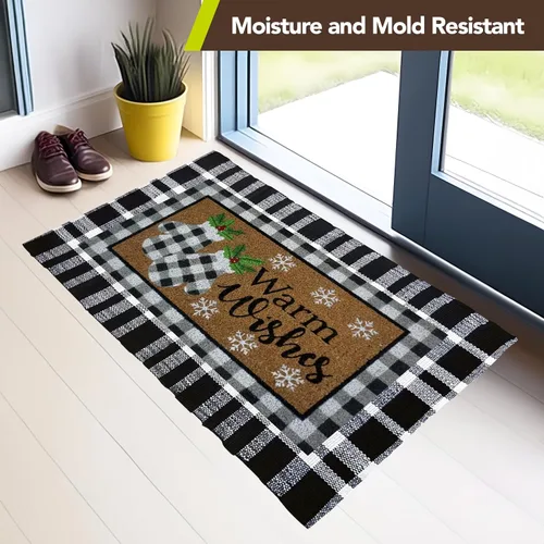 Miniatura 6 de Briarwood Lane - Felpudo de invierno con guantes a cuadros de fibra natural de coco 28 - Manoplas