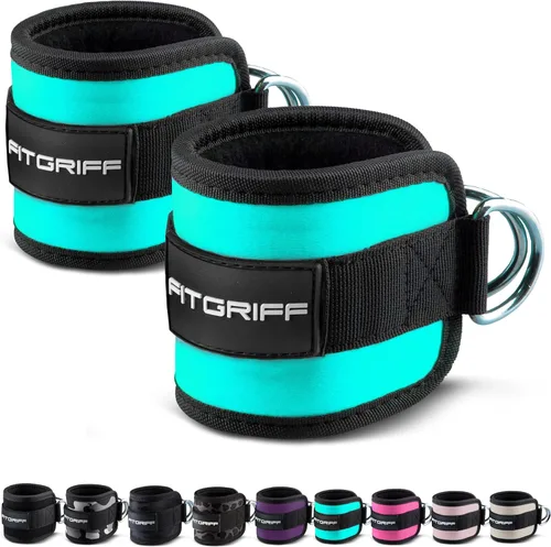 Miniatura 8 de Fitgriff® Correas de tobillo V1 para máquina de cable (2 piezas) - Equipo de entrenamiento para gimnasio - Accesorio de polea para piernas, correas