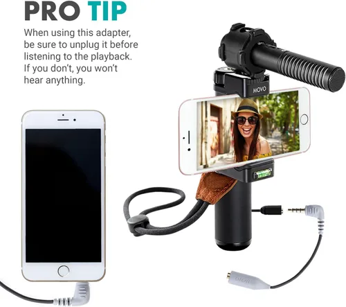 Miniatura 5 de Movo MC3 Adaptador TRS a TRRS de 0.138 in - Adaptador de micrófono para teléfonos inteligentes y tabletas iPhone y Android