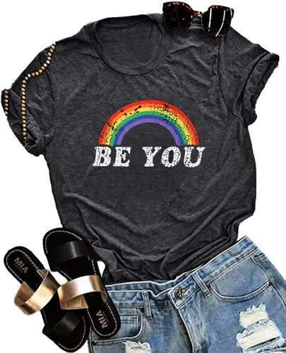 Miniatura 6 de Camisa de arco iris para mujer, camiseta de orgullo con estampado de arco iris, camisetas casuales de manga corta, Arco iris