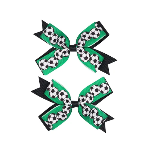 Miniatura 9 de Pinzas para el pelo de fútbol, cinta de fútbol, accesorios para el cabello para niñas, pinzas para el cabello de fútbol, 2 unidades, color negro
