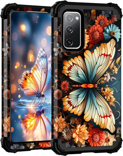 Miniatura 40 de Hocase Funda para Galaxy S20 FE 5G, Protección resistente a prueba de golpes, goma de silicona suave + parachoques de plástico duro, funda