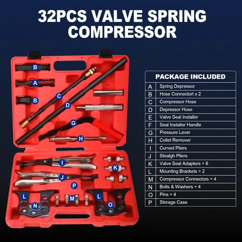 8MILELAKE Compresor de resorte de válvula, kit de herramientas universal para motor de coche, removedor e instalador de sello de vástago de resorte