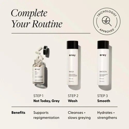 Miniatura 7 de Arey Champú de lavado para mujeres y hombres Retrasar + reducir los signos del envejecimiento de las canas y promover hebras más saludables