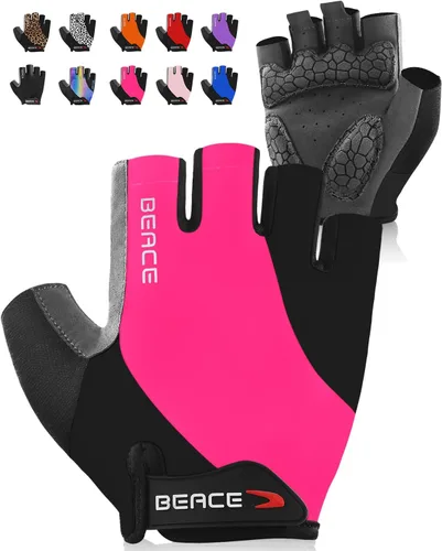 BEACE Guantes para ciclismo, ciclismo, bicicleta de carretera de medio dedo para hombres y mujeres, 0.197 in, transpirable, antideslizante,