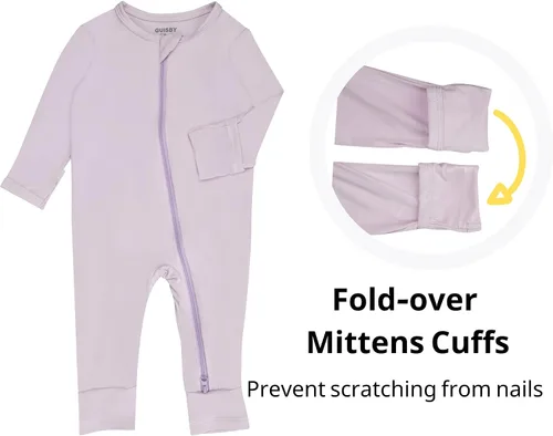 Miniatura 3 de GUISBY Mameluco sin pies para bebé, pijama de rayón con cremallera de 2 vías con manga larga