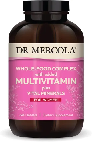 Dr. Mercola Complejo de alimentos integrales para mujeres, con multivitamínico añadido y minerales vitales, apoya la energía y la salud celular, sin