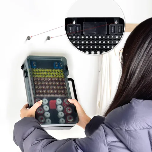 Miniatura 8 de Estuche Organizador y de Almacenamiento de Baterías con Probador. Caja Contenedor Portabaterias para más de 120 pilas AA AAA 9V C D, Litio CR2025