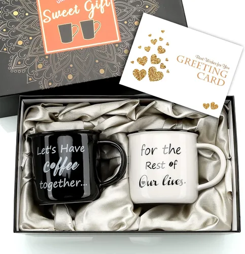 Miniatura 12 de Tazas de café para parejas Mr Right Mrs Always Right - Tazas de cerámica de mármol para despedida de soltera, boda, aniversario, día de San Valentín