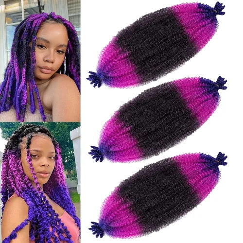 Miniatura 21 de Cabello afro trenzado elástico de 24 pulgadas 3 paquetes Cabello afro trenzado elástico Cabello afro para trenzado en crochet (24 pulgadas