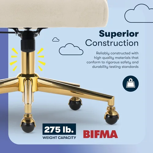 Miniatura 9 de Silla de oficina moderna Serta Scarlett, silla de escritorio de respaldo medio plisado y curvo, cojín de asiento de bolsillo de resorte en espiral