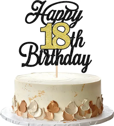 Miniatura 30 de Rsstarxi 1 paquete de decoración para tarta de cumpleaños 8 con purpurina negra de 8 años y fabulosos saludos a 8 años de edad, para celebrar el 8º