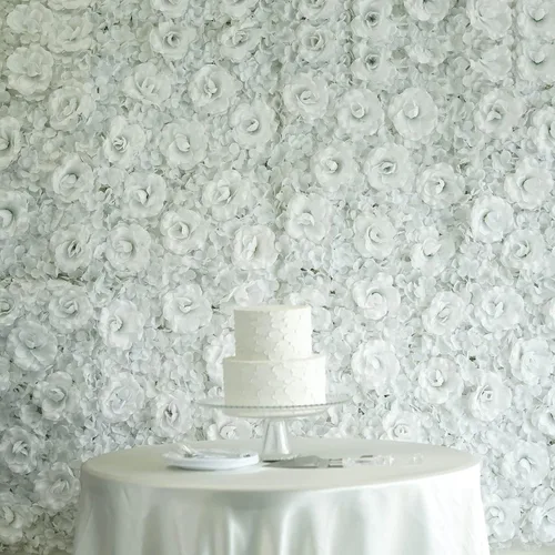Miniatura 6 de Tableclothsfactory Paquete de 4 paneles de 11 pies cuadrados con protección UV, rubor 3D de seda rosa y hortensia para decoración de centros de mesa