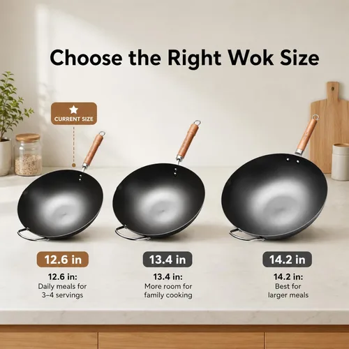 Miniatura 7 de WANGYUANJI Wok de hierro, woks de 12.59 pulgadas para freír, sartén china sin recubrimiento, olla de hierro tradicional de fondo plano