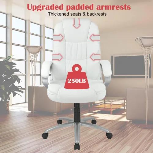Miniatura 3 de Silla de oficina ergonómica de escritorio de 250 libras de capacidad, respaldo alto, altura ajustable, silla de computadora con reposabrazos