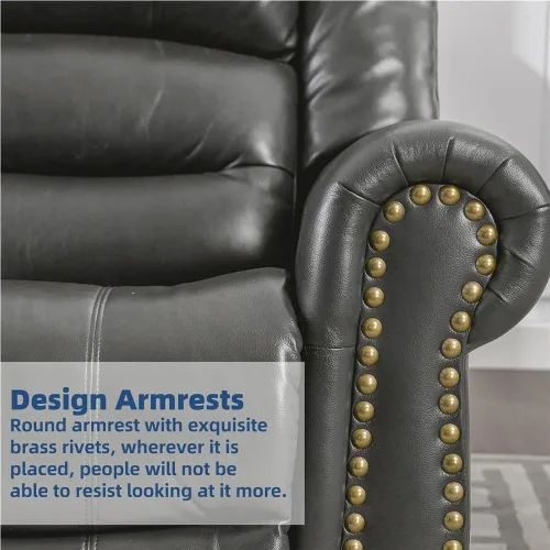Miniatura 3 de Sillón reclinable giratorio con masaje de calor y vibración, moderno sillón reclinable manual con puerto USB y bolsillos laterales, cómodo sillón