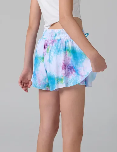 Miniatura 74 de Paquete de 3 pantalones cortos fluidos para niñas con forro de elastano, 2 en 1, faldas de mariposa para jóvenes, para fitness, correr, deportes