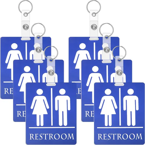 Miniatura 9 de Gersoniel 2 llaveros unisex para pase de baño, para aula, baño, pasillo, llave, con anillo para mujeres, hombres, negocios, restaurante, inodoro