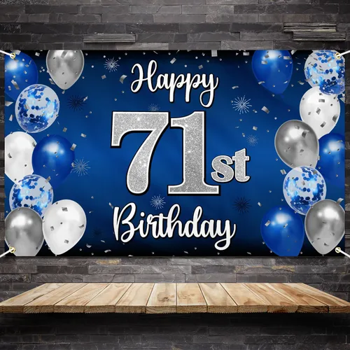 Miniatura 125 de Decoración de feliz cumpleaños 35, globo azul y plateado de 35 años, cartel grande de telón de fondo de cumpleaños, suministros para fiesta de 35th